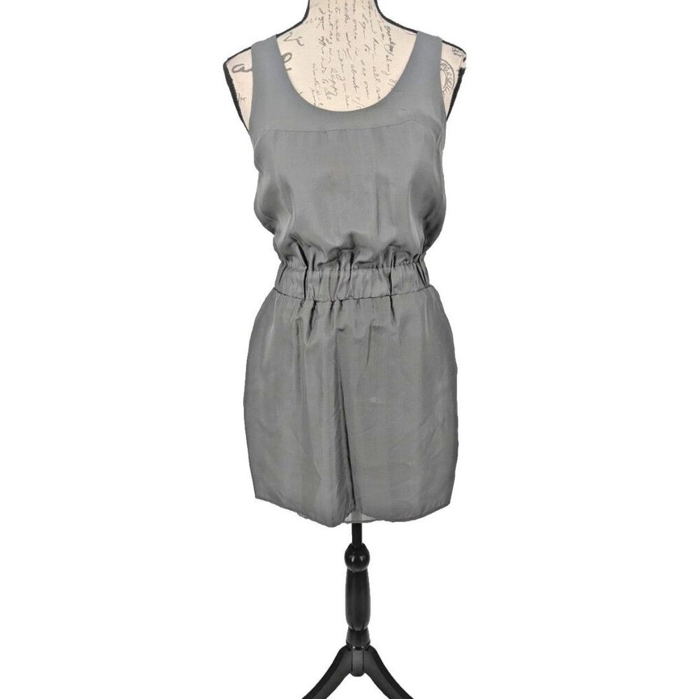 Banana Republic Silk Dress SIZE 2 Gray Sleeveless-Affordable Luxury-Minimalist